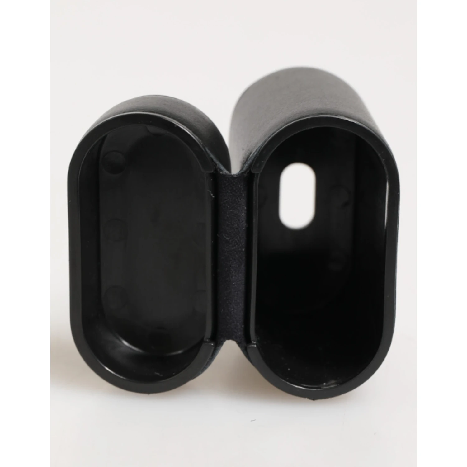 Black Calfskin Leather Logo Print Flip Holder Airpods Case