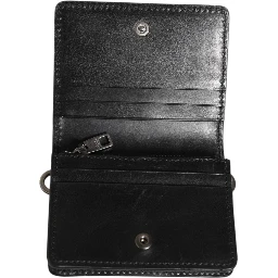 Black Leather Bifold Card Holder Mens Coin Purse Key Clip Wallet