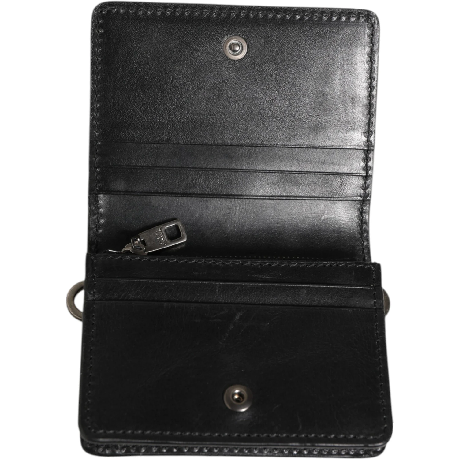 Black Leather Bifold Card Holder Mens Coin Purse Key Clip Wallet