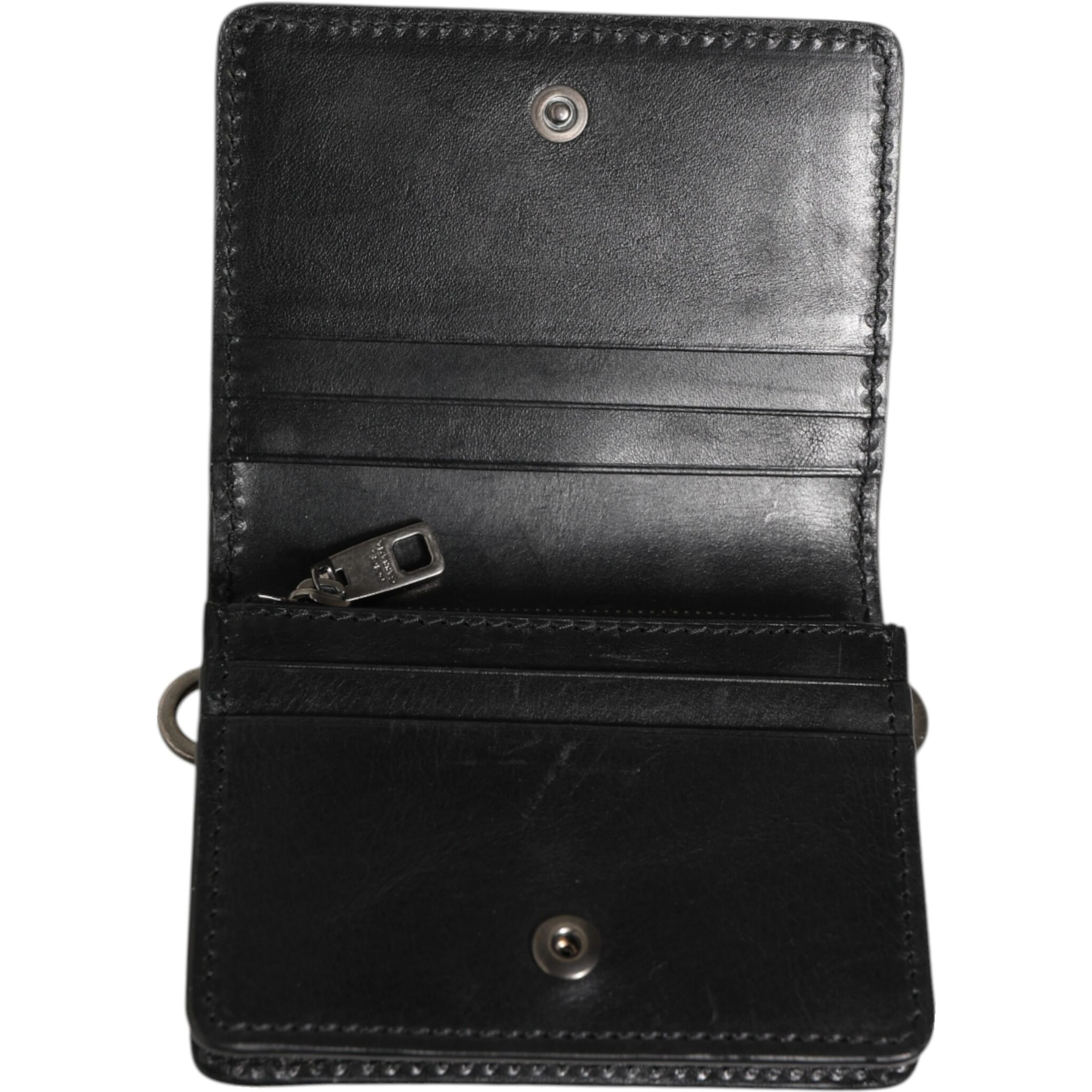 Black Leather Bifold Card Holder Mens Coin Purse Key Clip Wallet