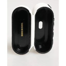 White Black Rubber Logo Embossed Accessory Airpods Case