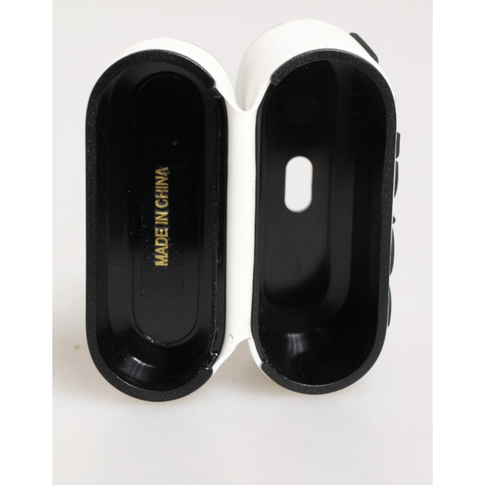 White Black Rubber Logo Embossed Accessory Airpods Case