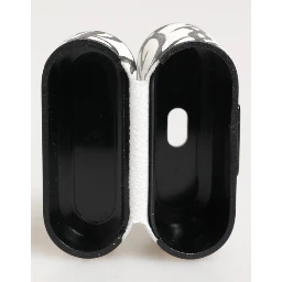 Black White Leather Monogram Print Logo Holder Airpods Case