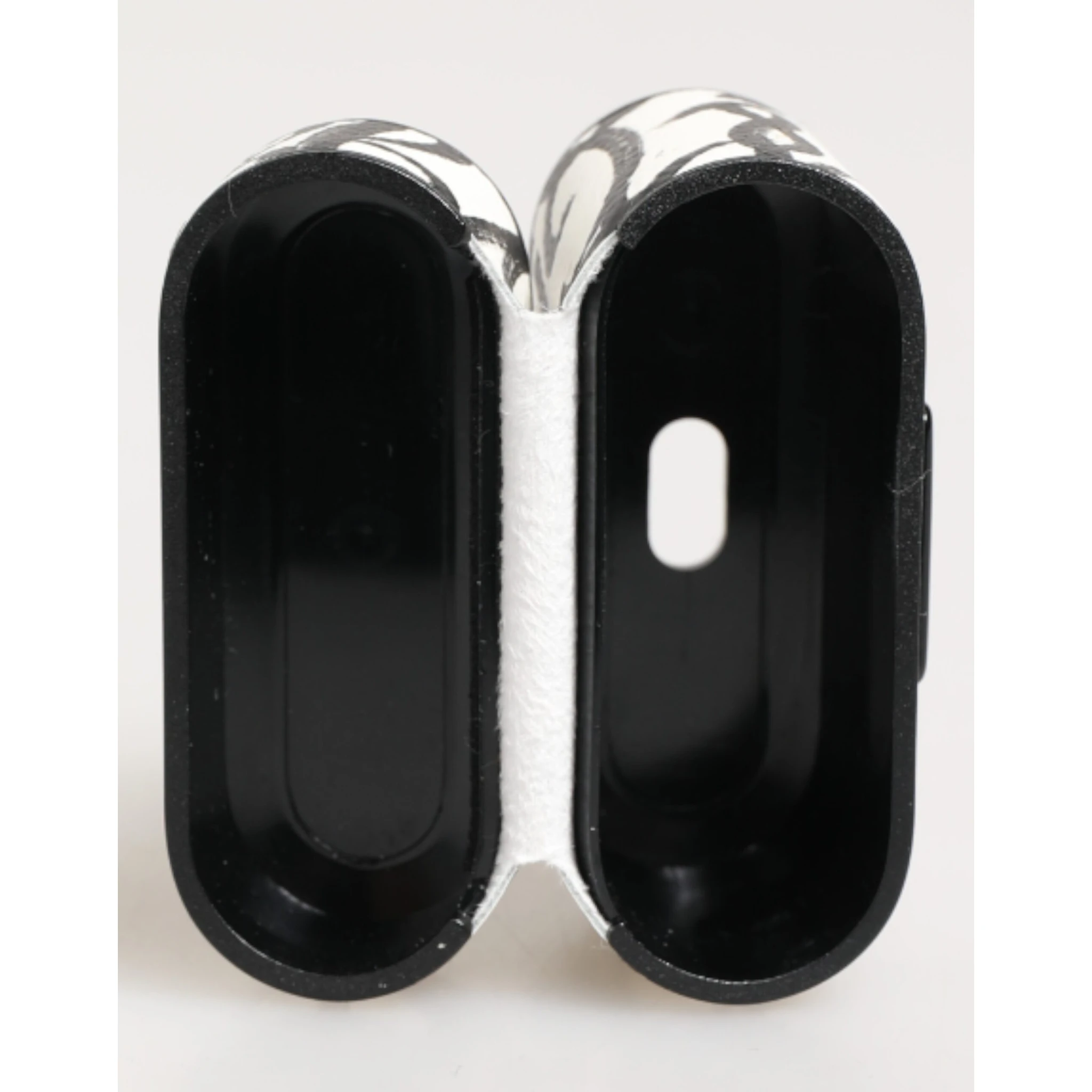 Black White Leather Monogram Print Logo Holder Airpods Case