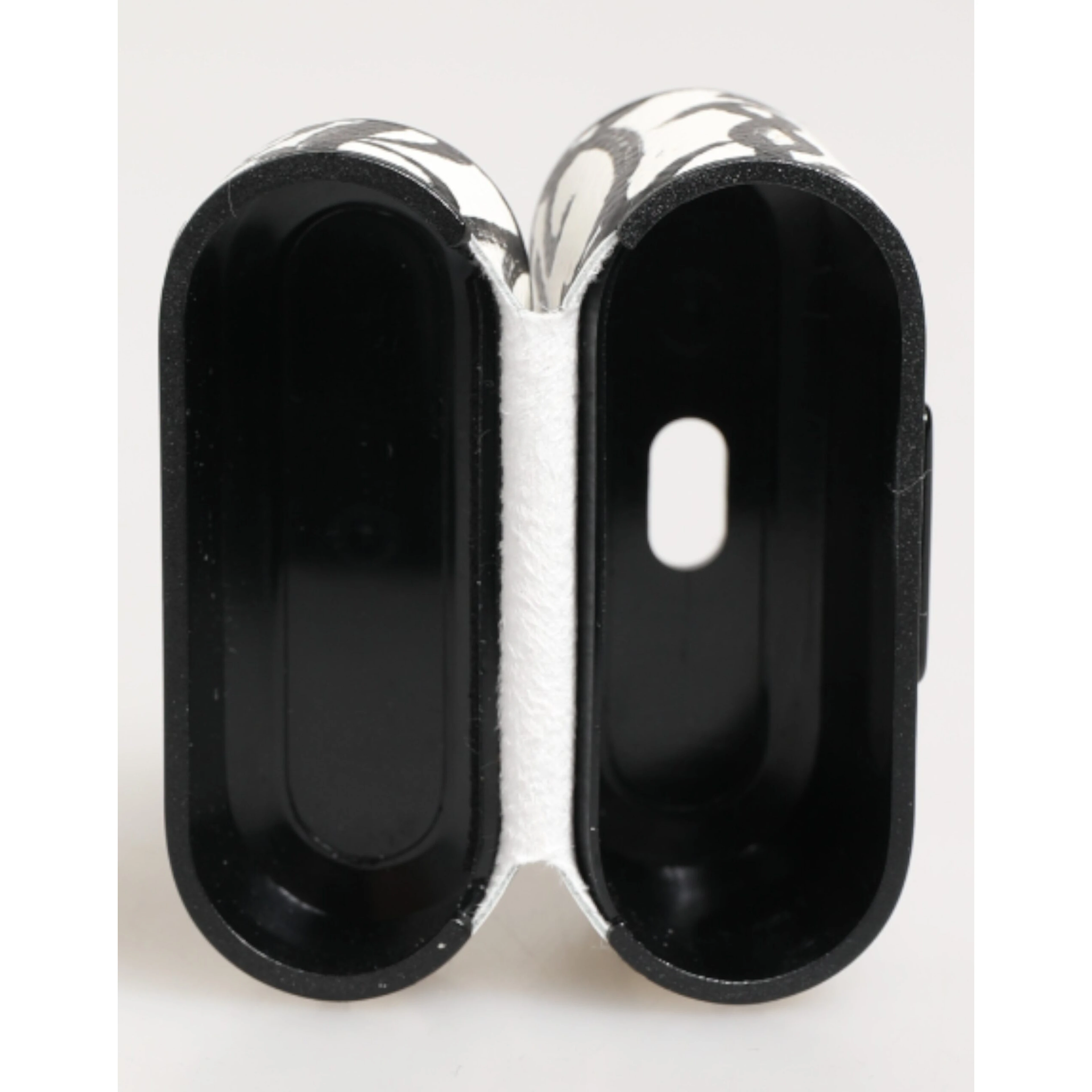Black White Leather Monogram Print Logo Holder Airpods Case