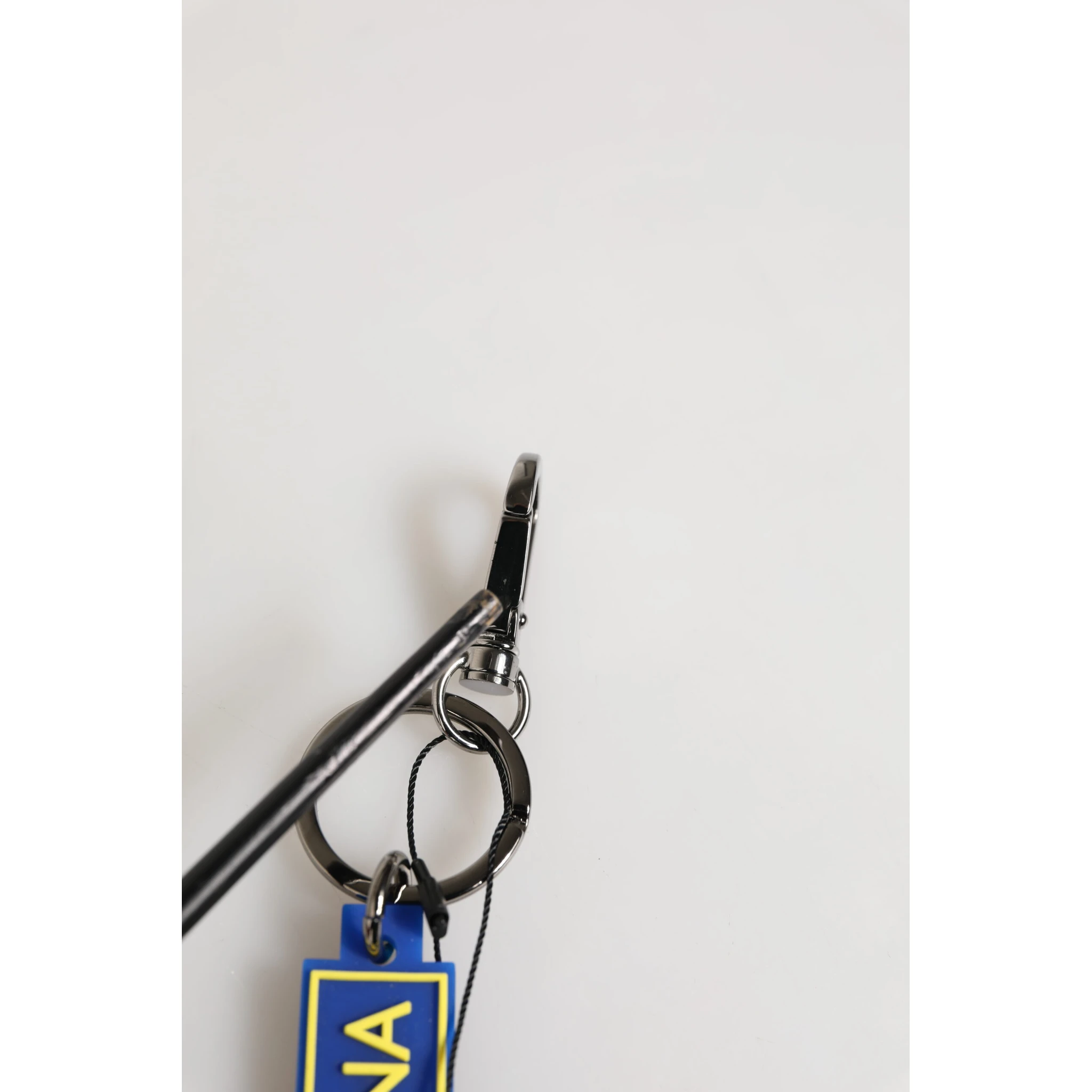 Blue Yellow DG Rubber Logo Silver Men's Keychain Keyring