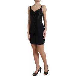 Black Nylon Bodycon Corset Bustier Mini Dress