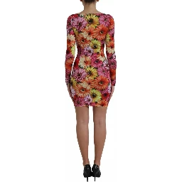Multicolor Floral Print Sheath Mini Dress