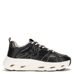 Black Calf Leather Bos Taurus Chunky Sneakers