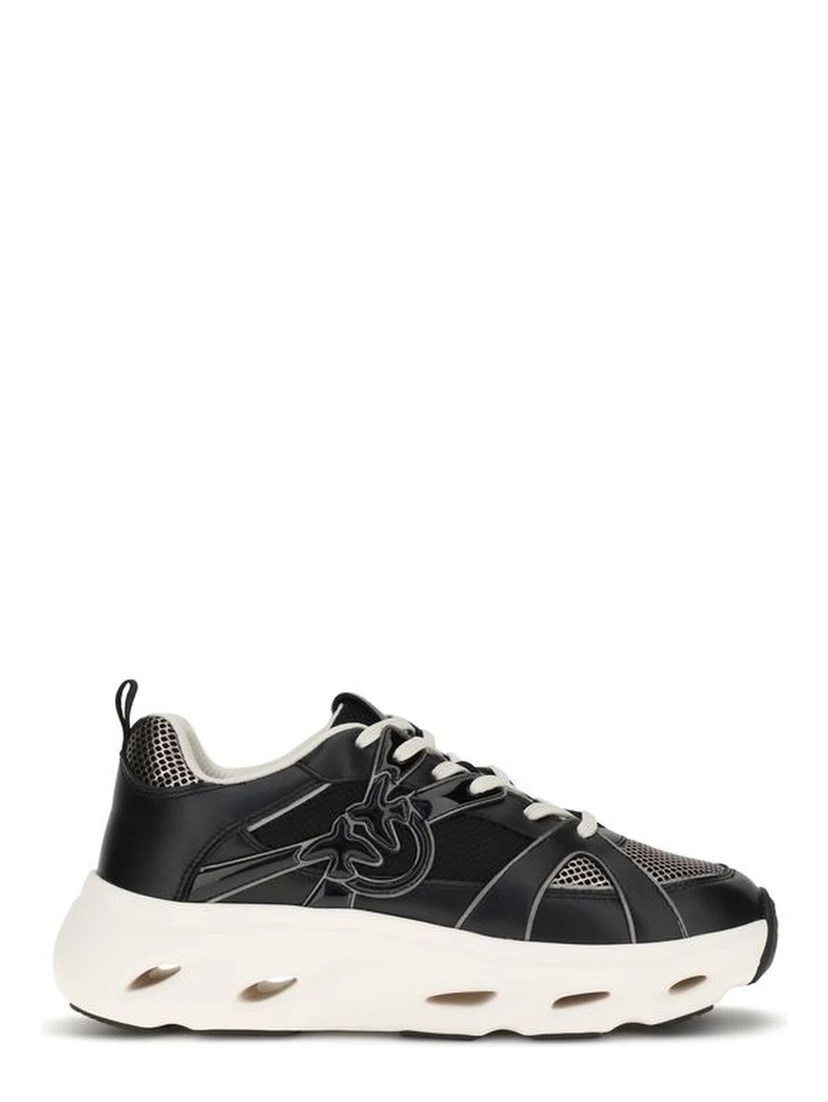 Black Calf Leather Bos Taurus Chunky Sneakers