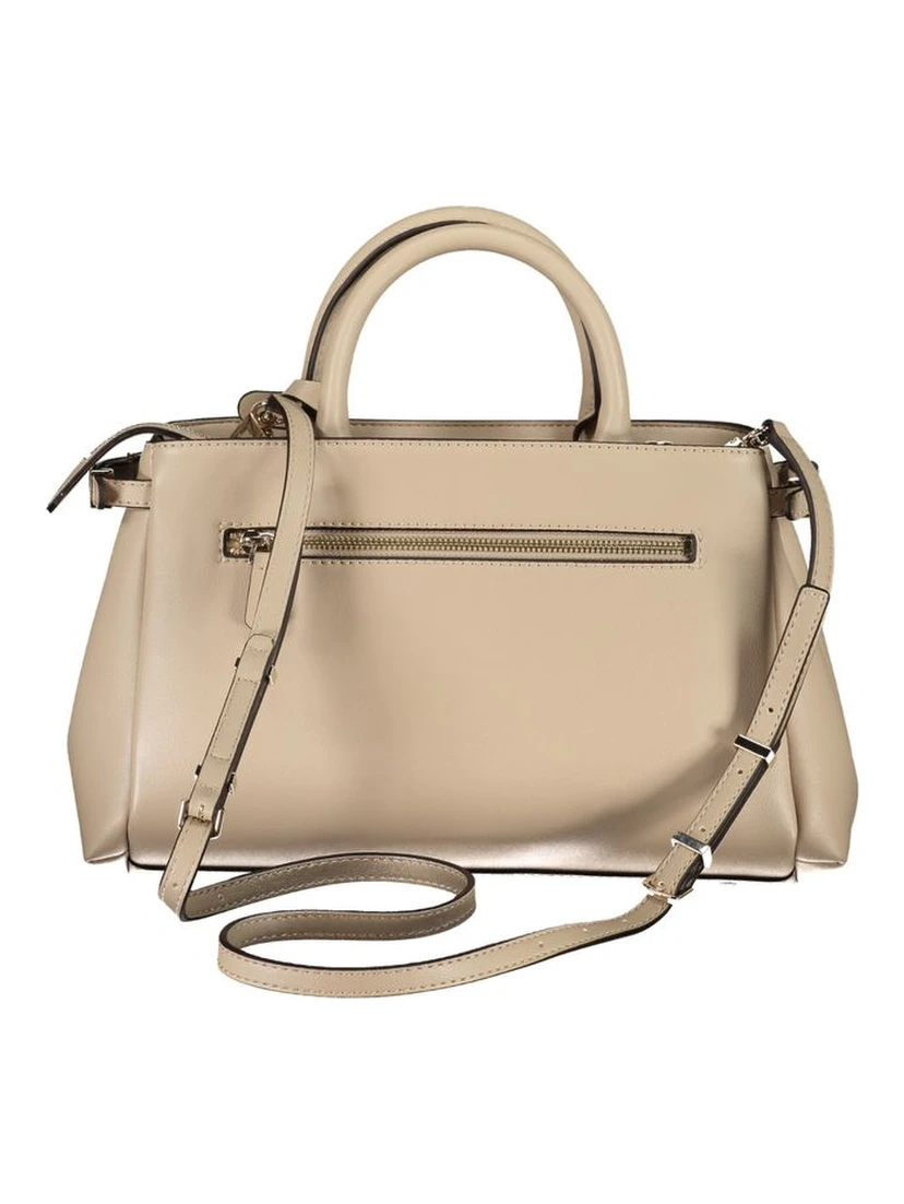 Beige Polyethylene Women Handbag