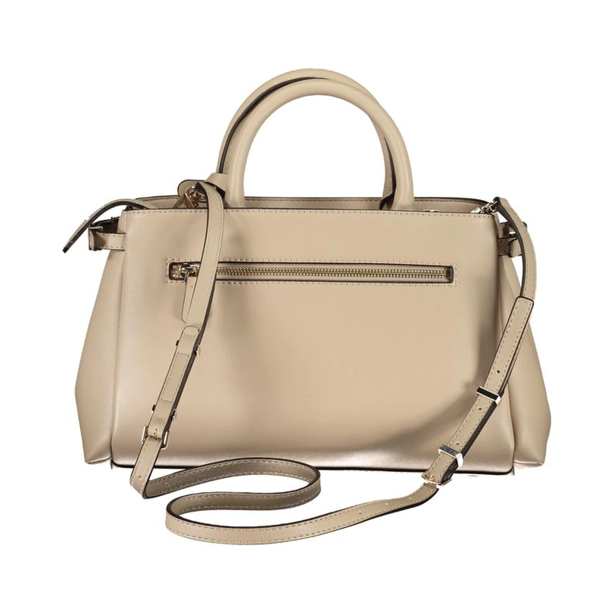 Beige Polyethylene Women Handbag
