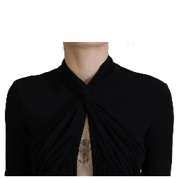 Black Viscose Long Sleeves Cut Out Mini Dress