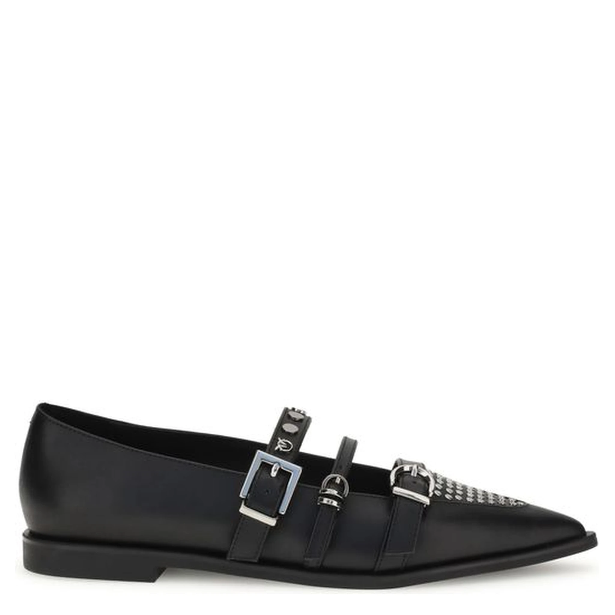 حذاء باليه مسطح من جلد العجل الأسود من بوس توروس