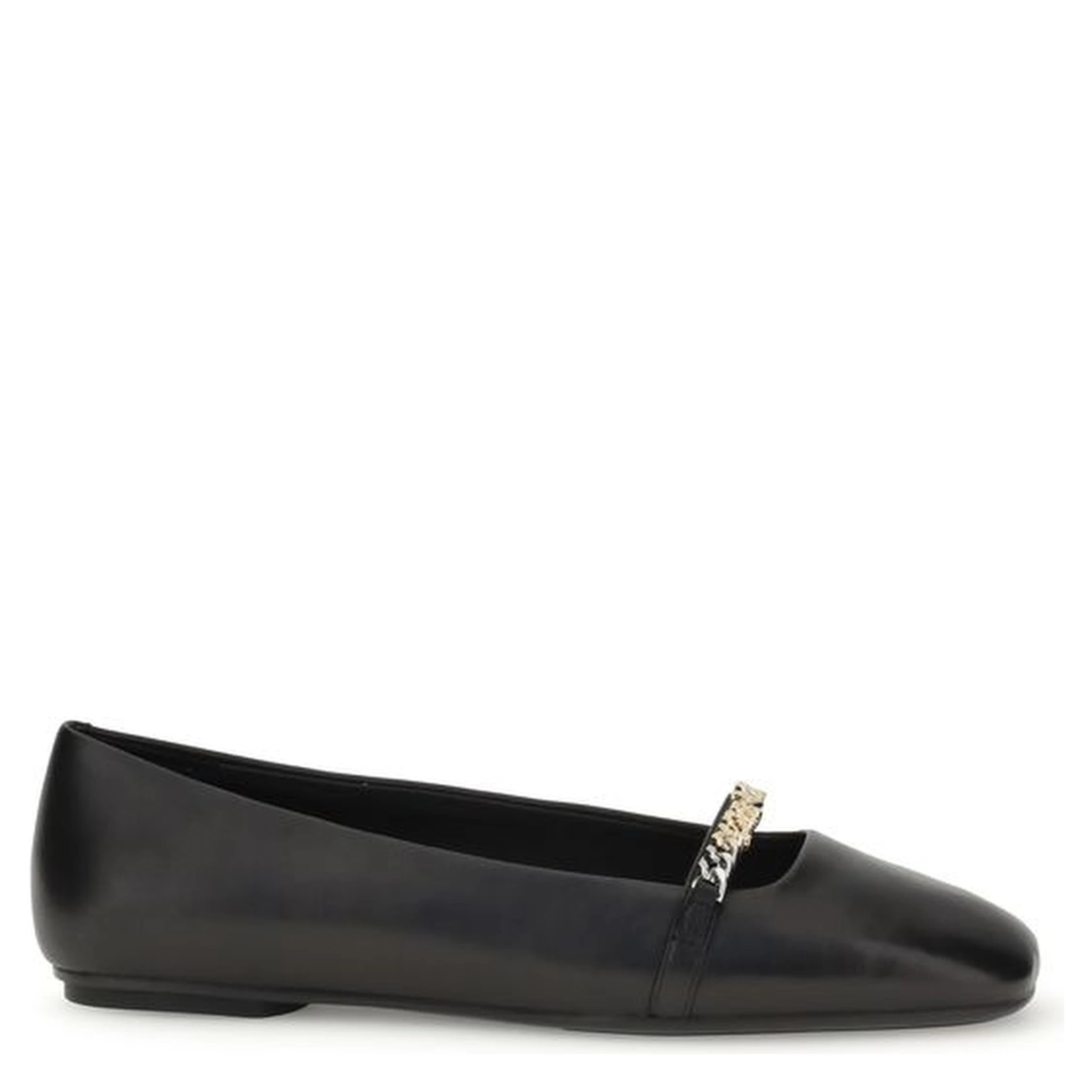 حذاء باليه مسطح من جلد العجل الأسود من بوس توروس