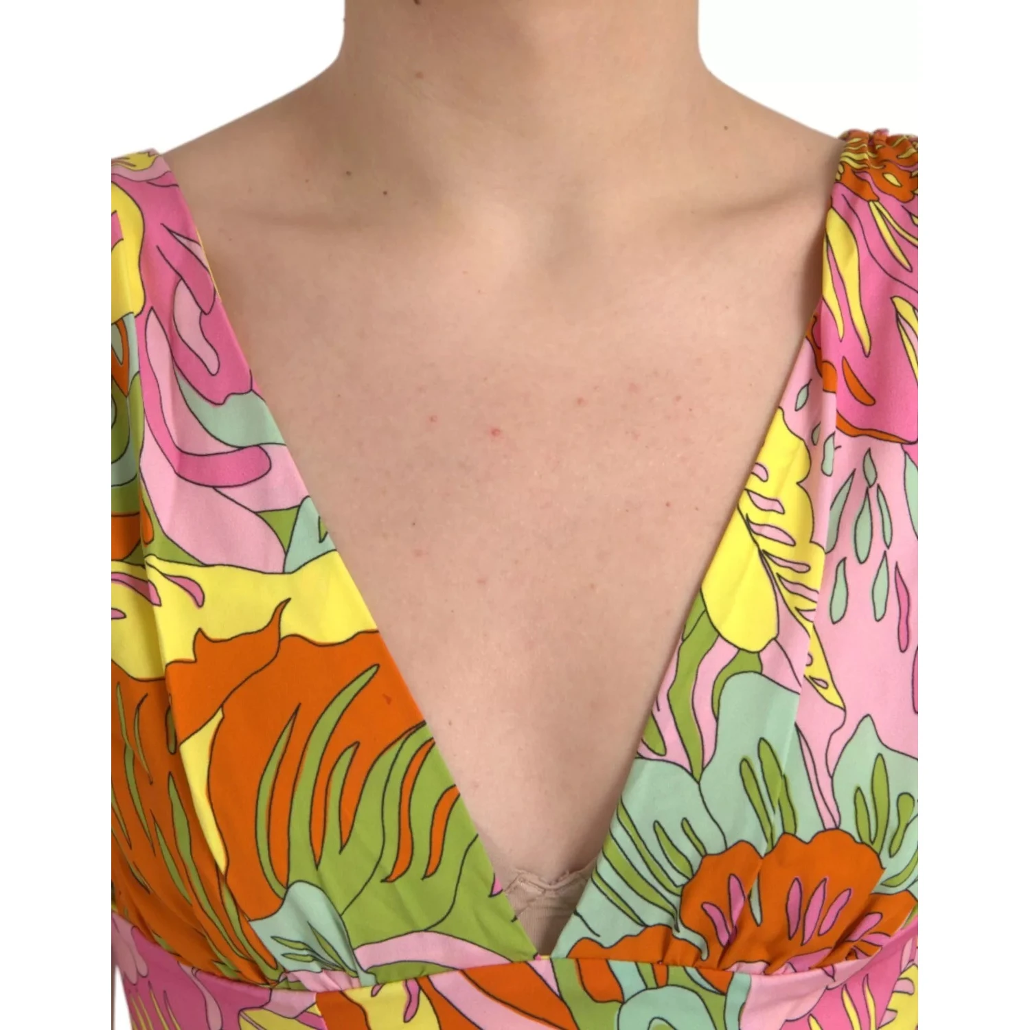 Multicolor Floral Silk Flared Mini Dress