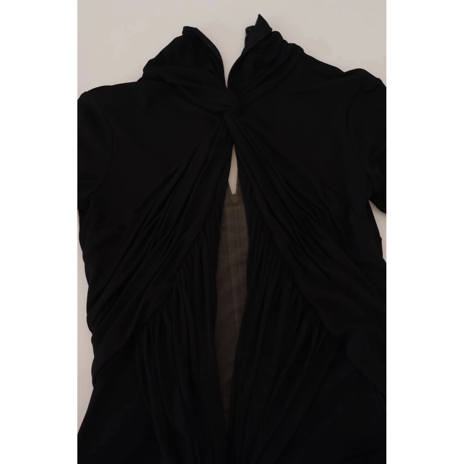 Black Viscose Long Sleeves Cut Out Mini Dress