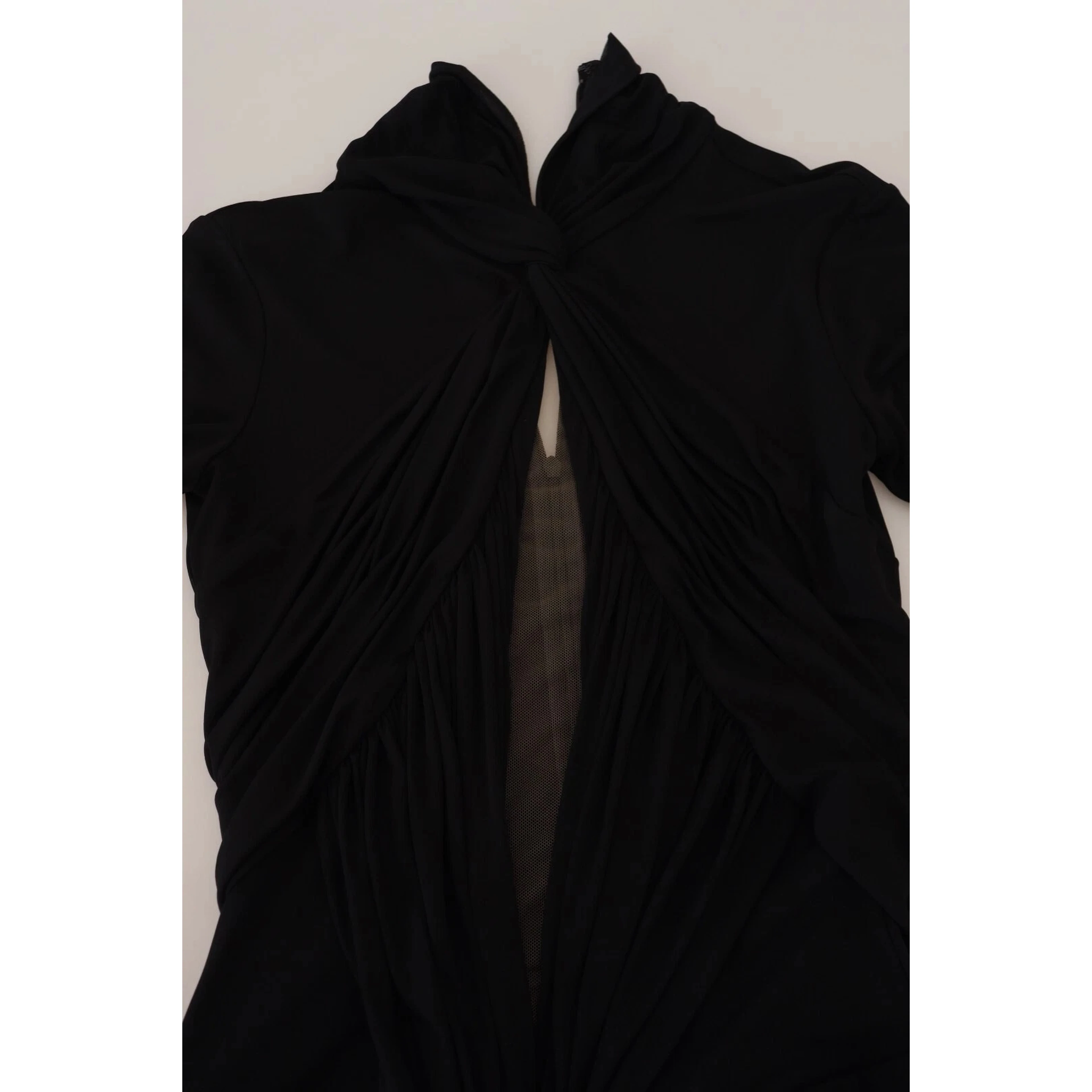 Black Viscose Long Sleeves Cut Out Mini Dress