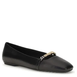 حذاء باليه مسطح من جلد العجل الأسود من بوس توروس