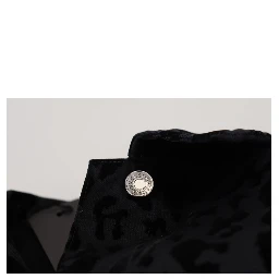Cotton Black Leopard Long Sleeve Denim Jacket