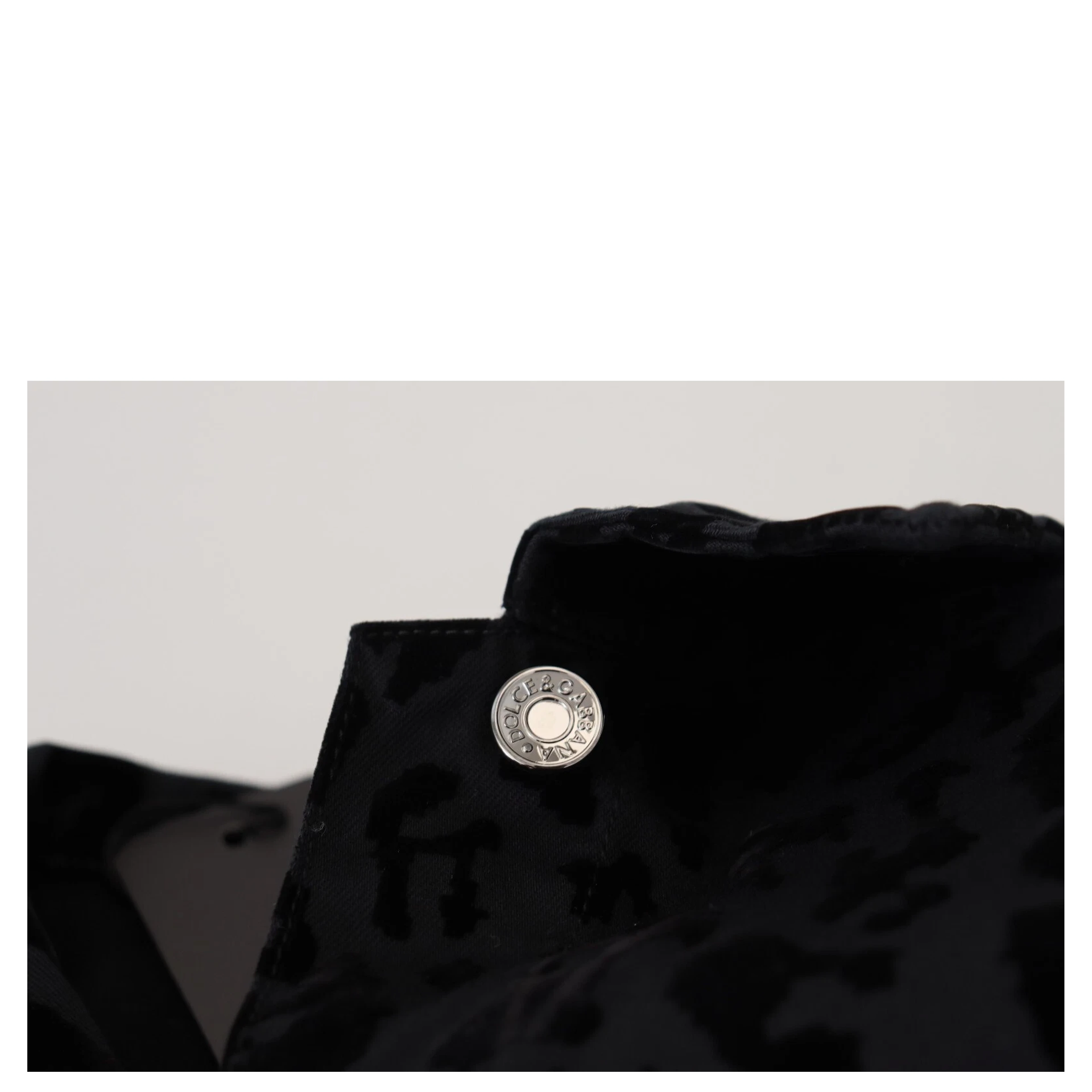 Cotton Black Leopard Long Sleeve Denim Jacket
