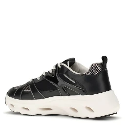 Black Calf Leather Bos Taurus Chunky Sneakers
