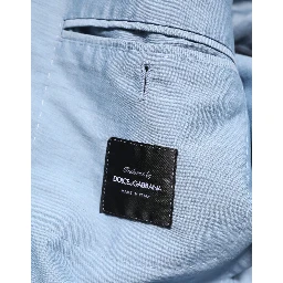 Light Blue Linen Double Breasted Men Jacket Blazer