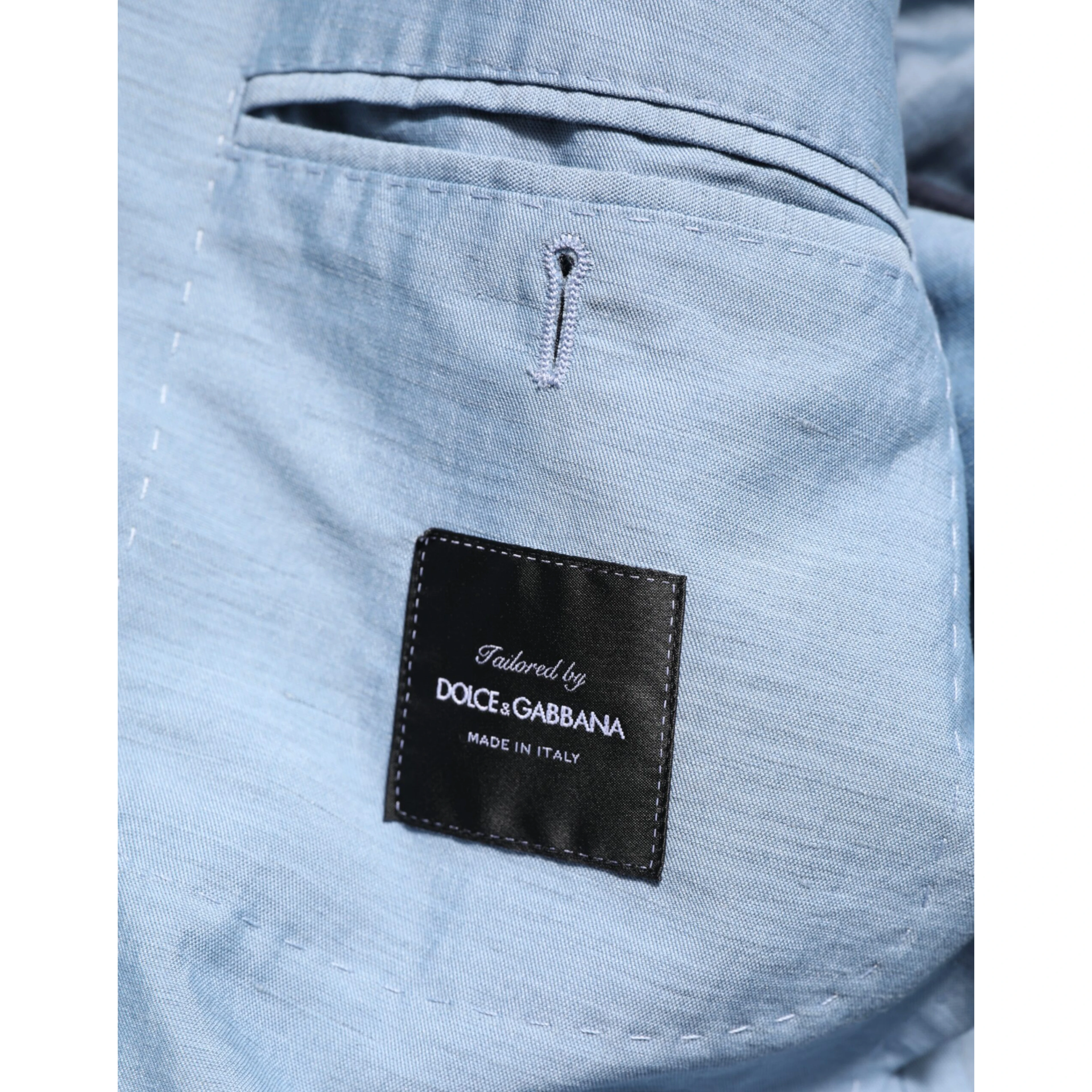 Light Blue Linen Double Breasted Men Jacket Blazer