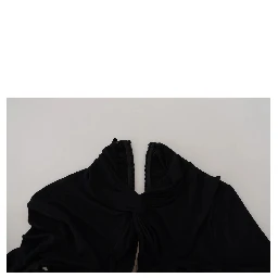 Black Viscose Long Sleeves Cut Out Mini Dress
