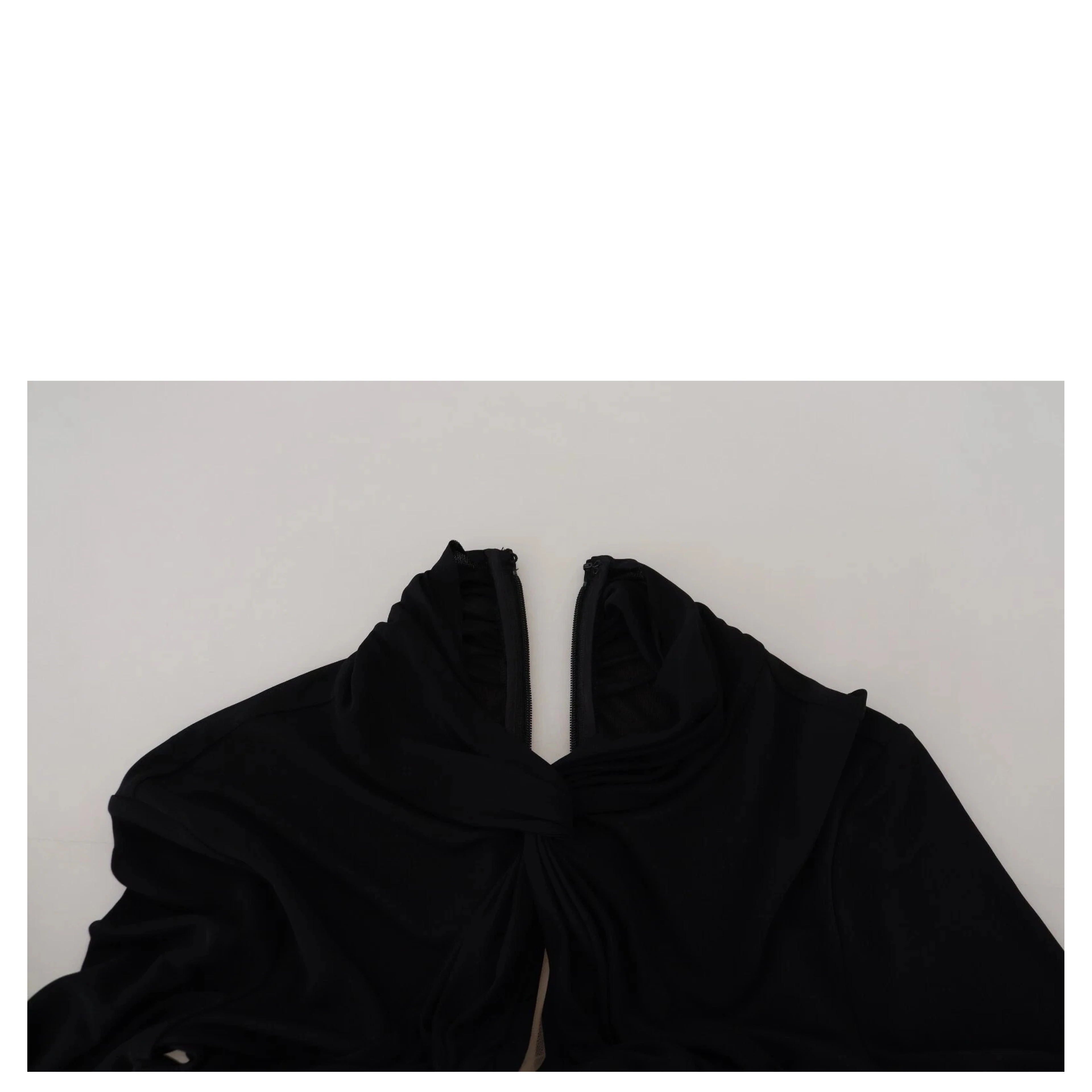 Black Viscose Long Sleeves Cut Out Mini Dress