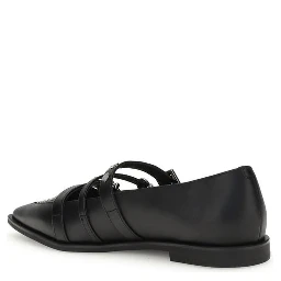 حذاء باليه مسطح من جلد العجل الأسود من بوس توروس