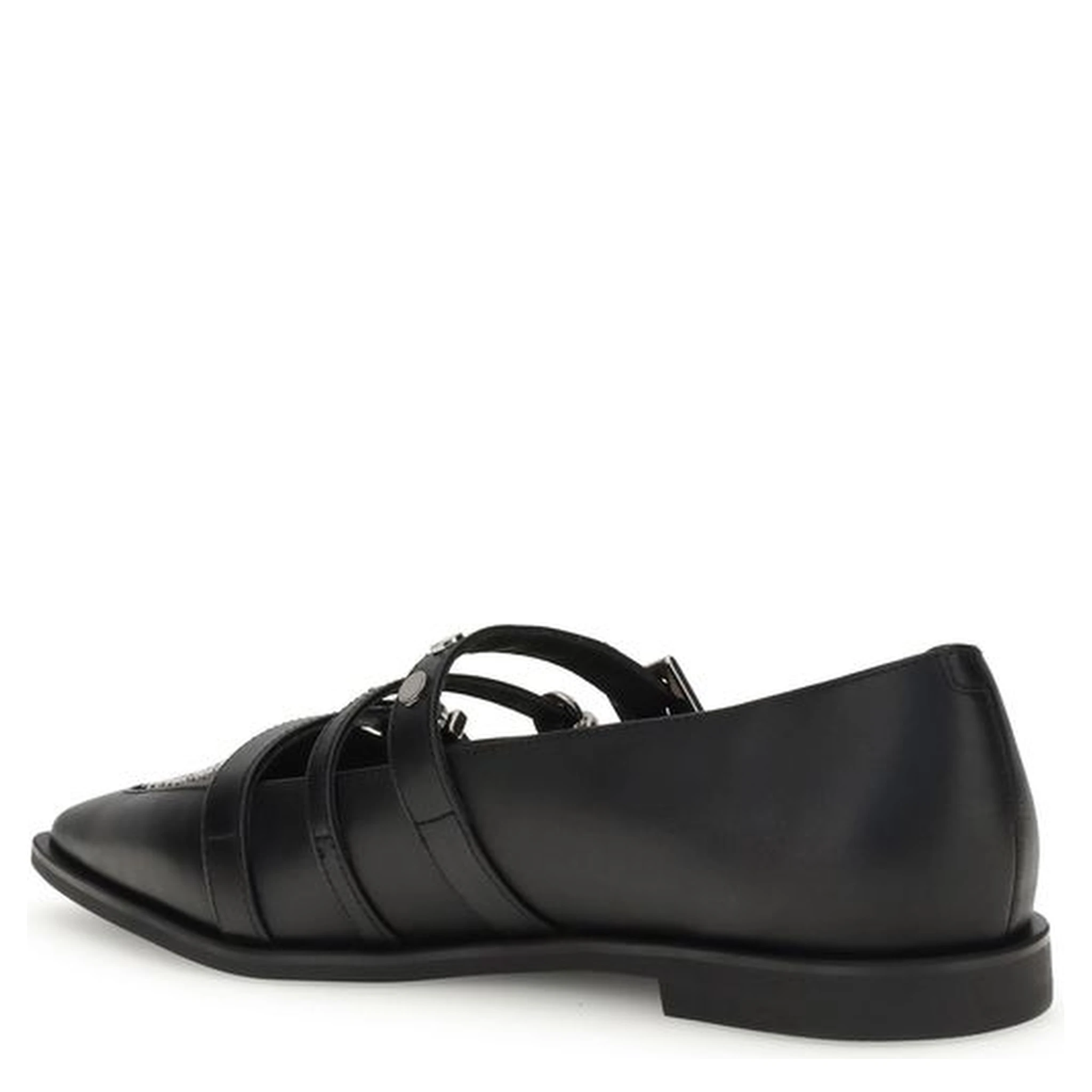 حذاء باليه مسطح من جلد العجل الأسود من بوس توروس