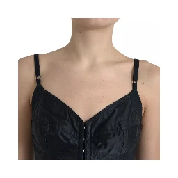 Black Nylon Bodycon Corset Bustier Mini Dress