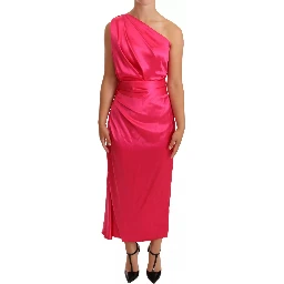 Pink Sheath Silk Bow Open Shoulder Dress