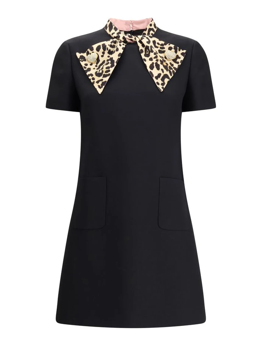 Black Fleece Wool Casual Dress