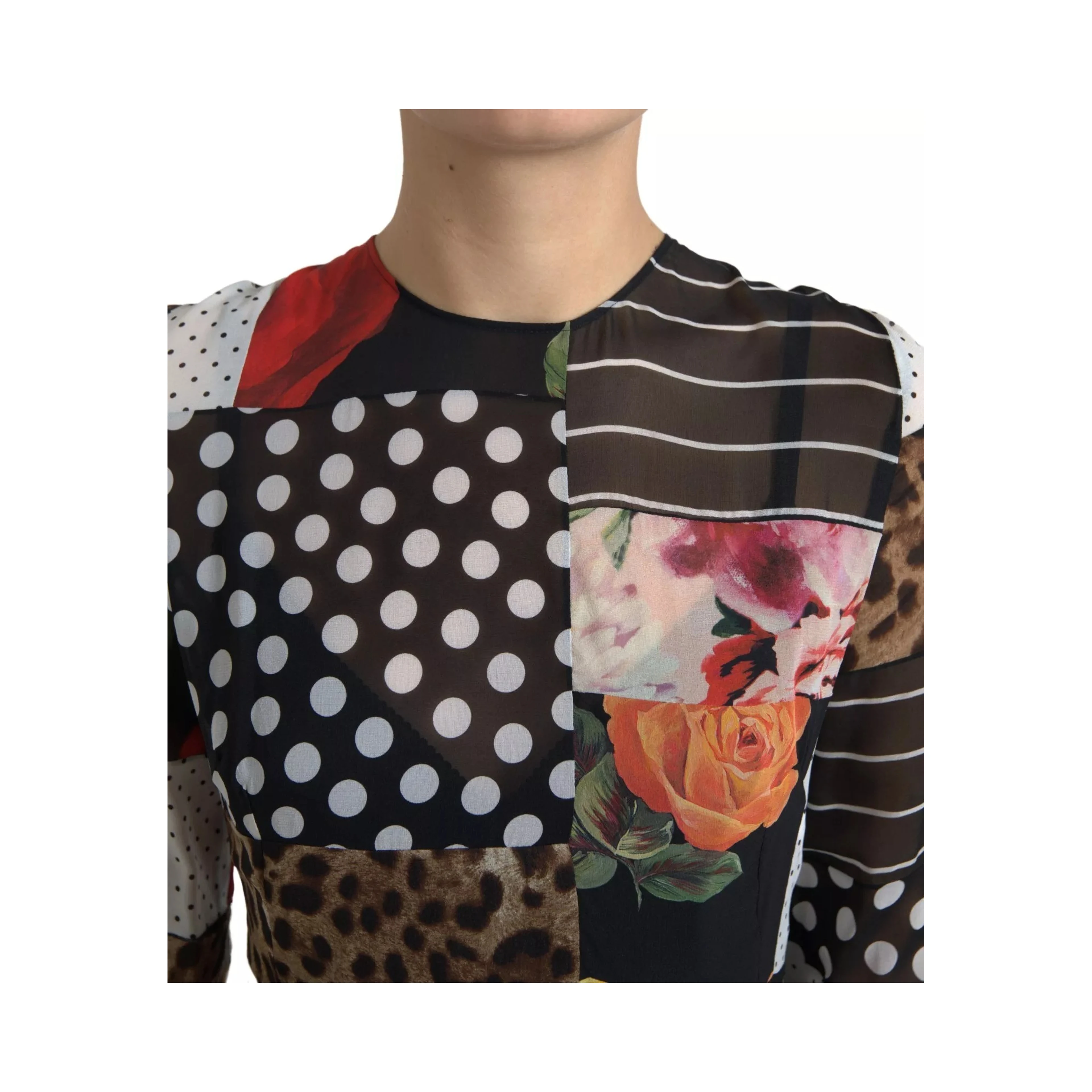 Multicolor Patchwork Floral Leopard Dress
