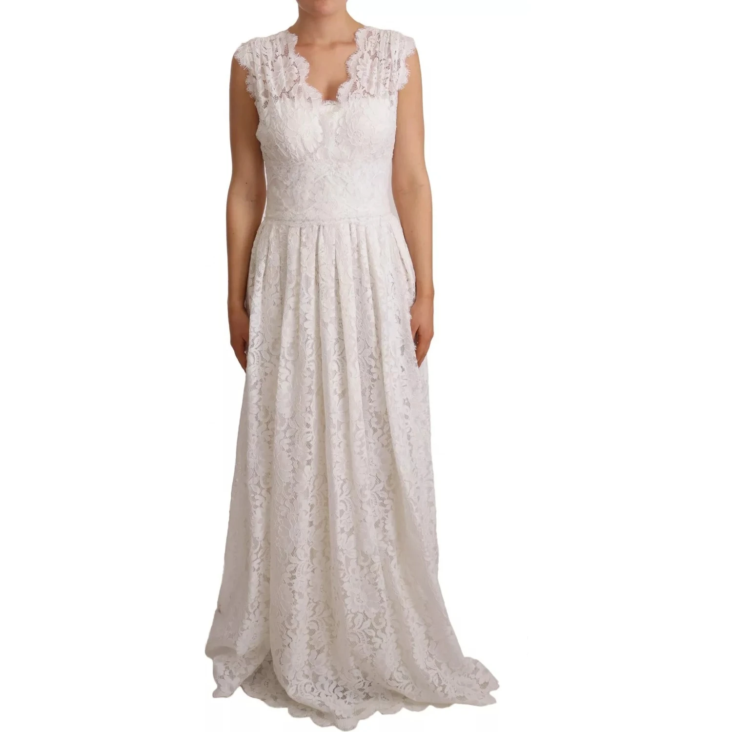 White Flower Lace Corsage Long Maxi Dress