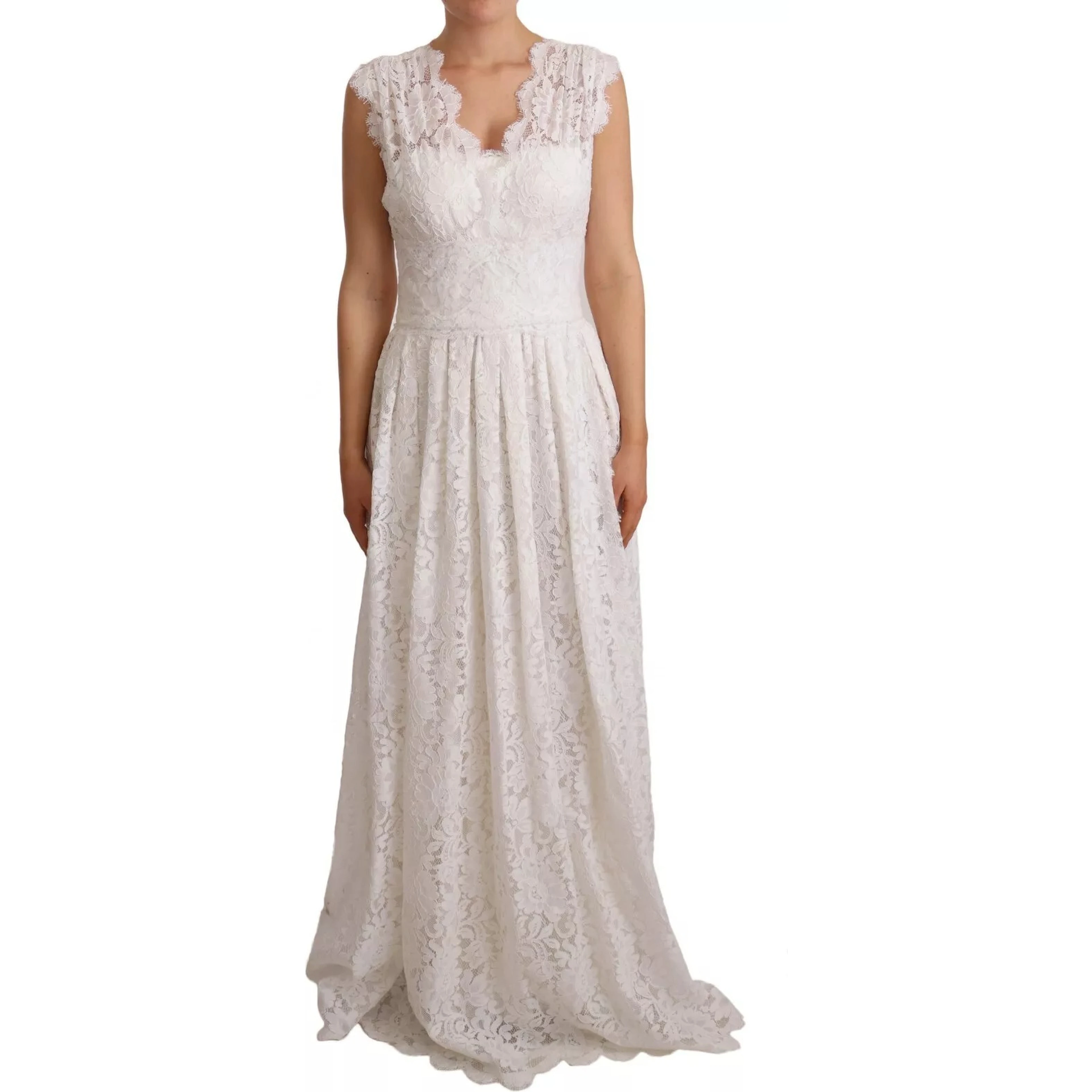 White Flower Lace Corsage Long Maxi Dress