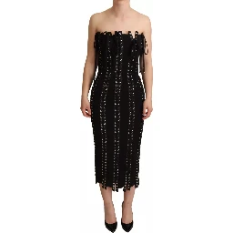 Black Cady Sleeveless Lace Up Bodycon Dress