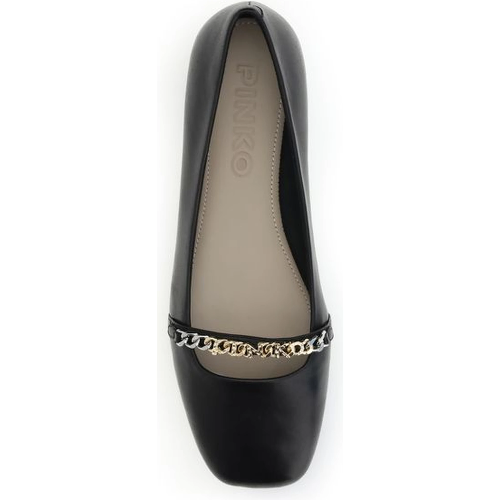 حذاء باليه مسطح من جلد العجل الأسود من بوس توروس