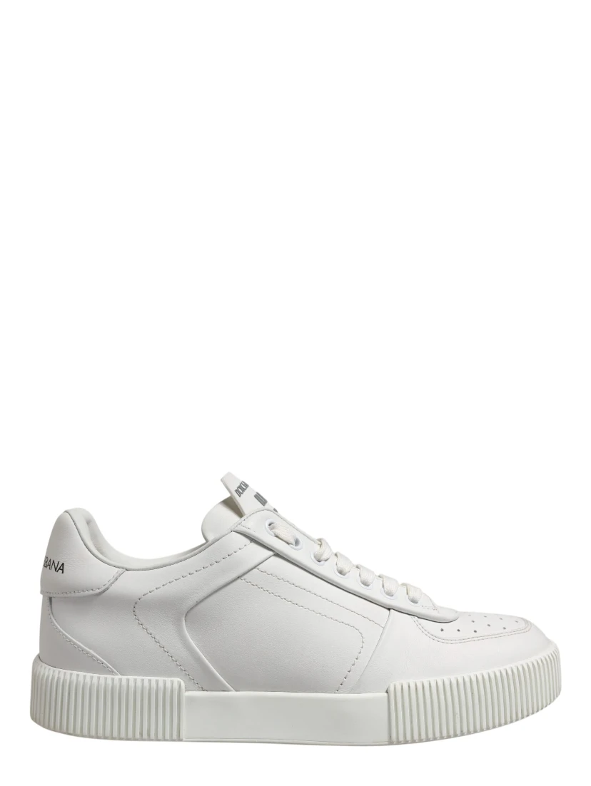 White Miami Leather Low Top Sneakers Men Shoes