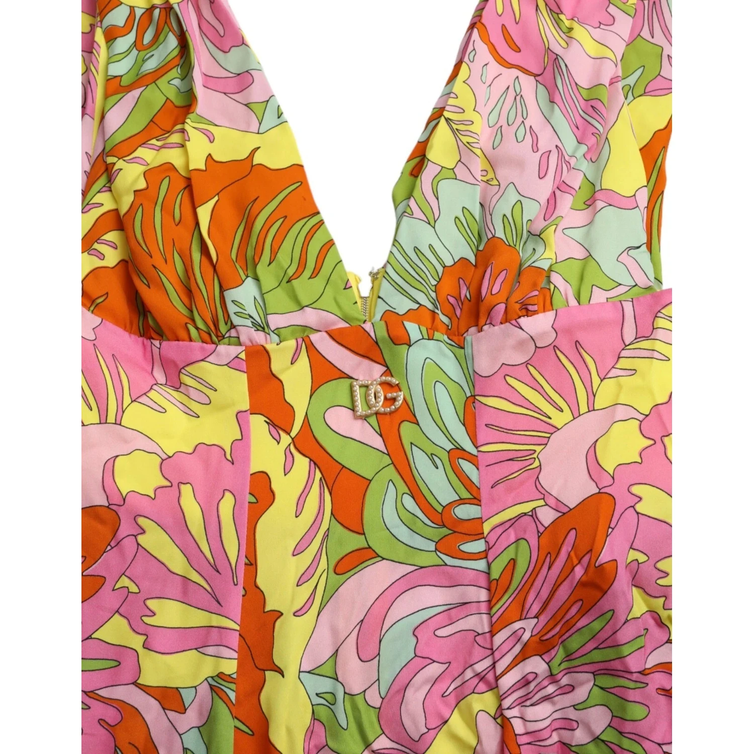 Multicolor Floral Silk Flared Mini Dress
