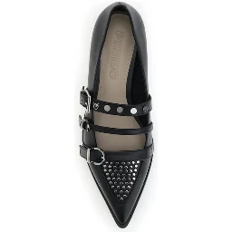 حذاء باليه مسطح من جلد العجل الأسود من بوس توروس