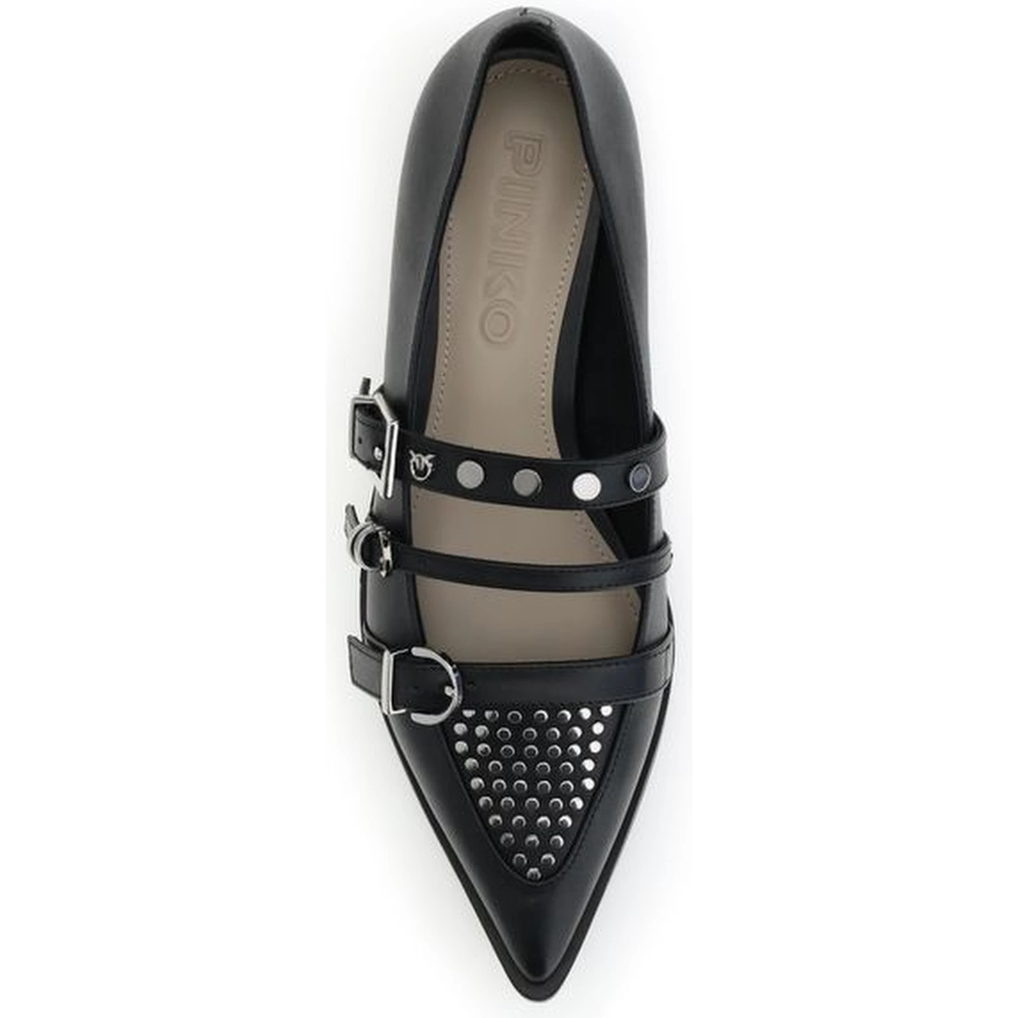 حذاء باليه مسطح من جلد العجل الأسود من بوس توروس