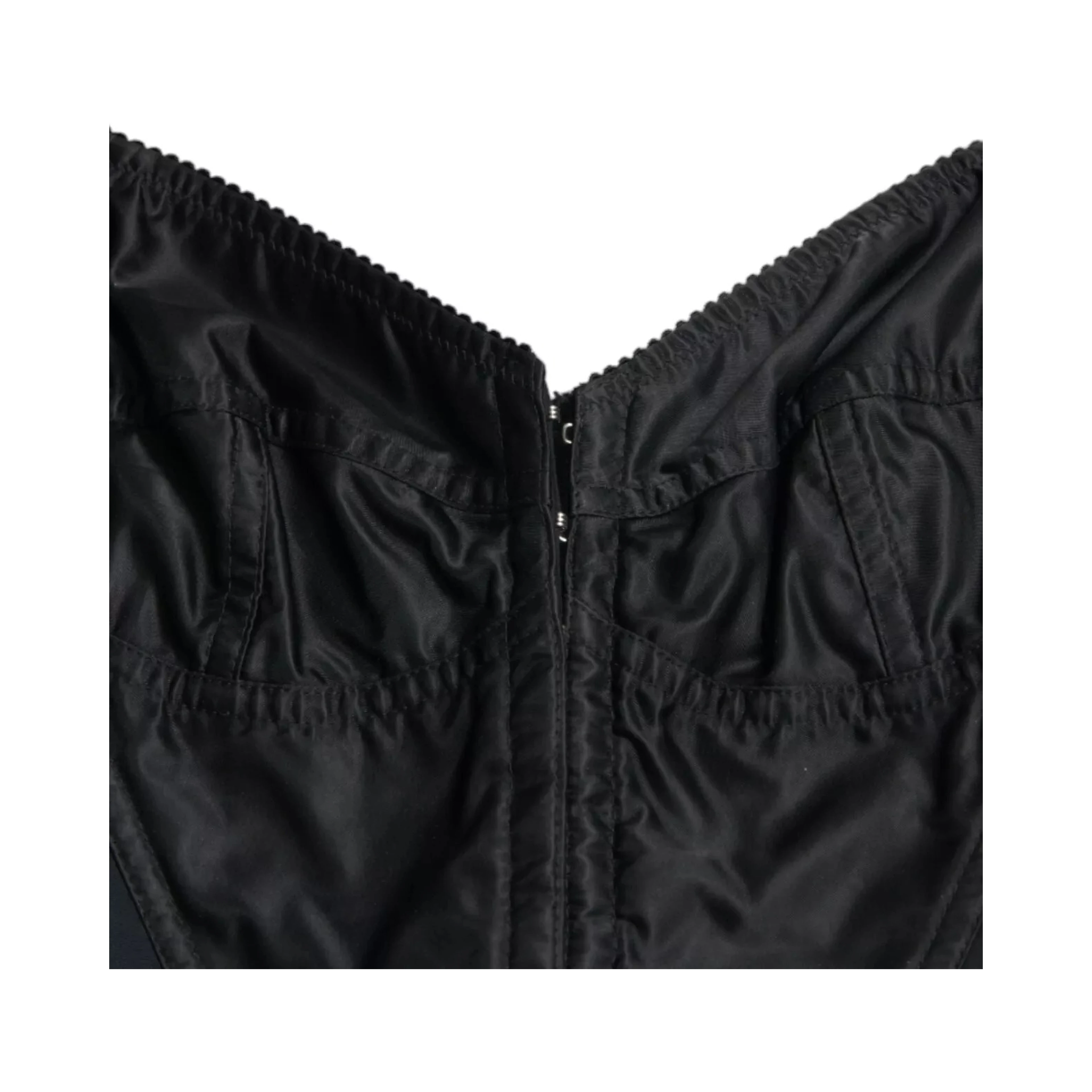 Black Nylon Bodycon Corset Bustier Mini Dress