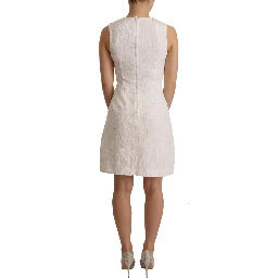 White Floral Sleeveless Sheath Mini Dress