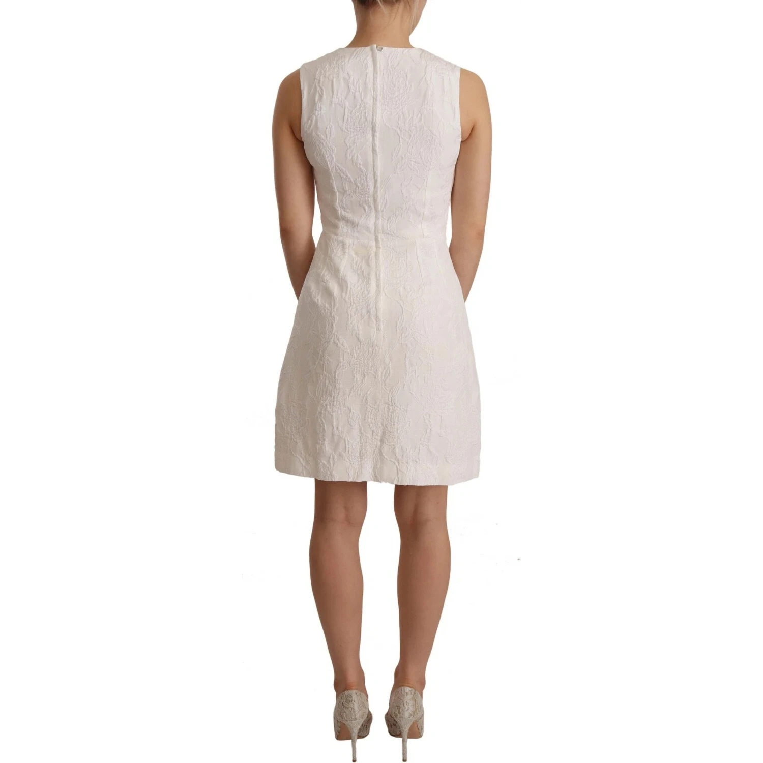 White Floral Sleeveless Sheath Mini Dress