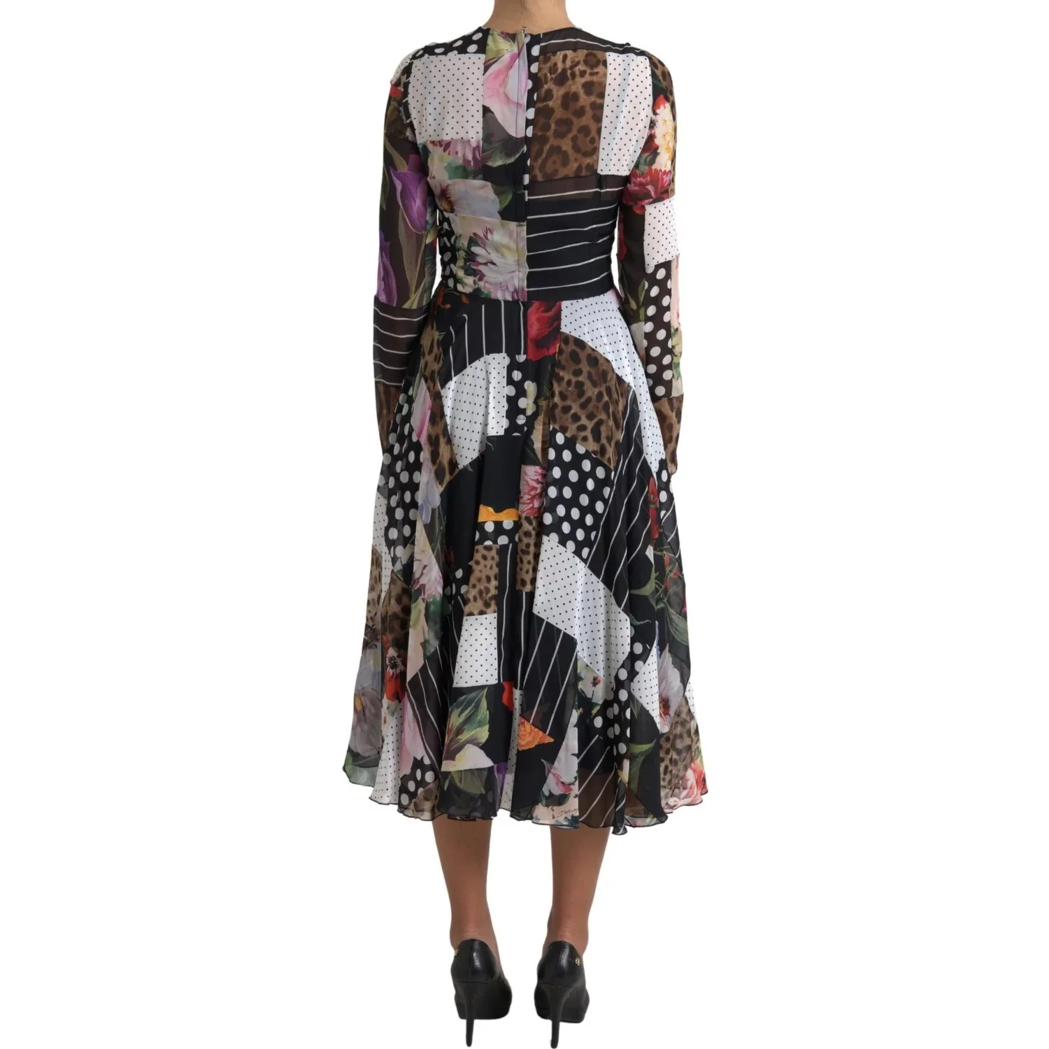 Multicolor Patchwork Floral Leopard Dress