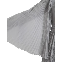Light Grey Polyester Pleated Long Maxi Dress