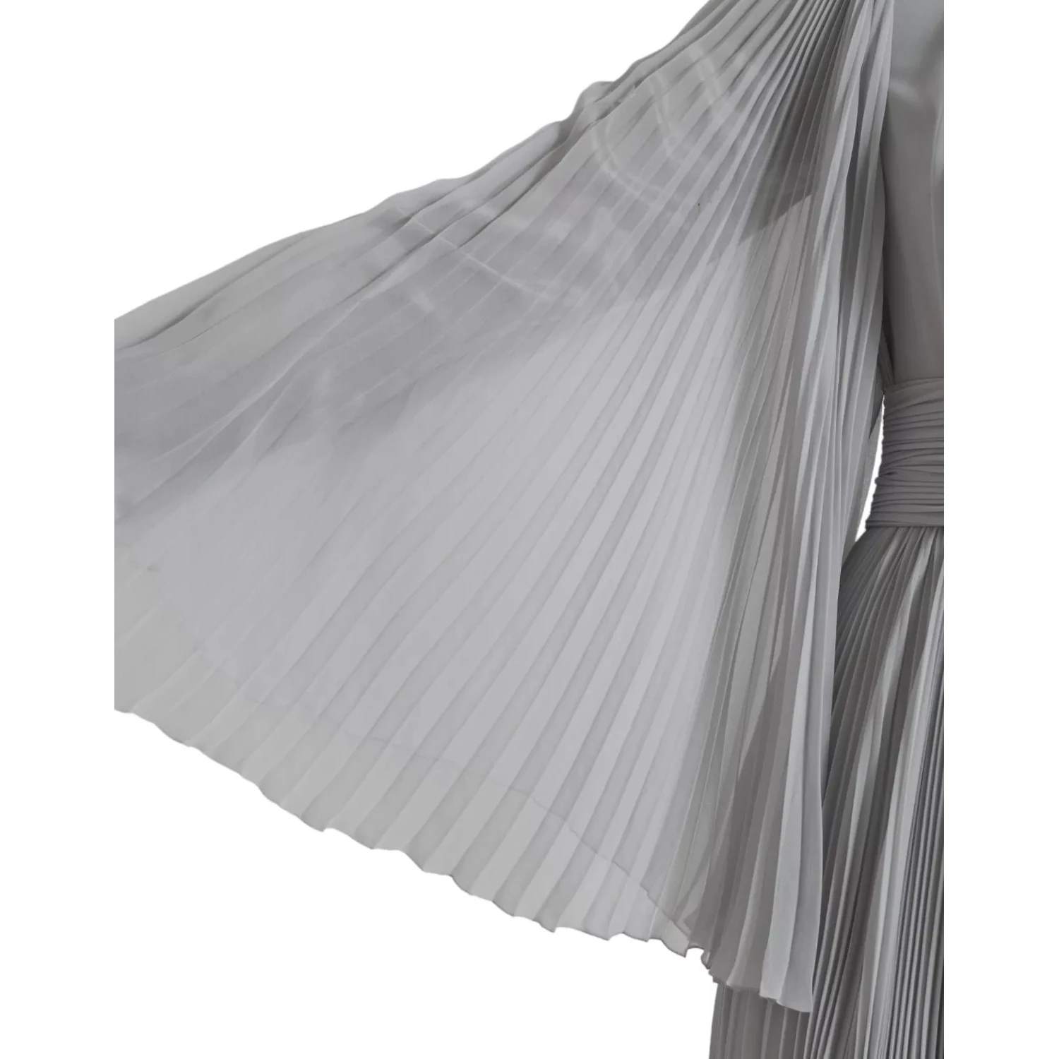 Light Grey Polyester Pleated Long Maxi Dress